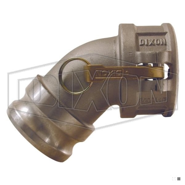 45Deg Cam and Groove Elbow, 2 in, Male Adapter x Female Coupler, Aluminum, Domestic